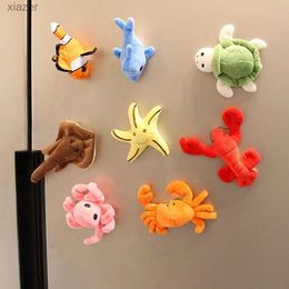 Fridge Magnets Creative cartoon plush doll Fridge magnet 3D marine animal stickers for home refrigerant decoration WX