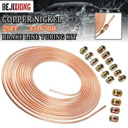 Ornaments 25ft 7.62m Car Roll Tube Coil of 3/16" OD Copper Nickel Brake Pipe Hose Line Piping Tube Tubing Antirust With 16PCS Tube Nuts