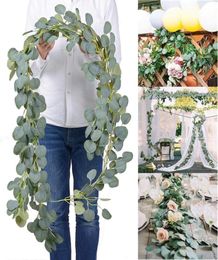Dense Leaf Artificial Eucalyptus Garland Leaves Decorative Flowers Handmade Silk Flower Vines Greenery Party Wedding Backdrop Arch6570334