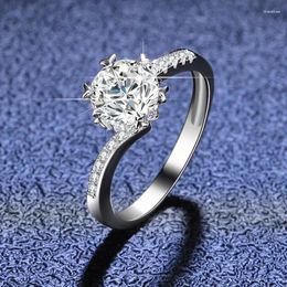 Cluster Rings Genuine Certified PT950 Platinum Excellent Round Cut 1 Diamond Moissanite Women Wedding Band Fine Jewelry