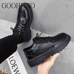 Casual Shoes Fashion Soled Men Designer British Style Solid Business PU Leather Flats Thick Bottom