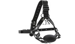 Bondage Gear Head Harness Muzzle with Mouth Gag and Nose Hook Fetish Sex Toy New Design Leather BDSM Open Mouth Ball Gags B03020402061094