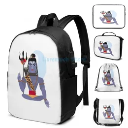 Backpack Funny Graphic Print Shiva USB Charge Men School Bags Women Bag Travel Laptop