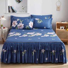 Bedding sets 3 Pcs Double Lace Bed Spreads with Skirt Heightening Design Printing Bed Skirt for Home Bed Cover Queen King Mattress Cover J240507