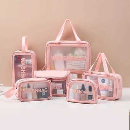 Cosmetic Organizer PU Makeup Bag Women Travel Storage Bag Cosmetic Organizer Waterproof Wash Travel Bags Transparent Cosmetic Cases Neceser trousse Y240503