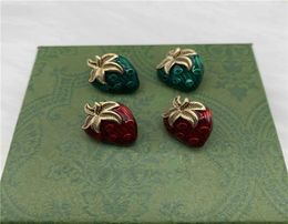 Cute Strawberry Double Letter Earrings Simple Charm Women Studs Temperament Strawberry Eardrops Party Jewellery Whole2906167