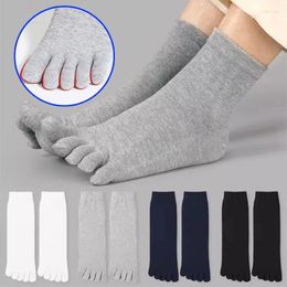 Men's Socks Men Solid Colour Toe Breathable Cotton Five Fingers Sports Running Sweat Absorbent Antibacterial Ankle Crew