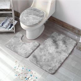 Carpets Toilet Anti Slip Foot Mat Three Piece Set Tie Dyed Long Hair Carpet Plush Bathroom Water Absorbent Area Rug