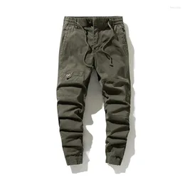 Men's Pants 2024 Fashion Mens Tactical Cargo Loose Army Green Elastic Waist Jogger Male Casual Cotton High Quality Long Trousers