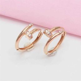 Fashionable design with curved nail style earrings Plated Rose Gold Shining Nail Earrings for Womens with cart original earring