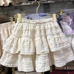 Skirts Pleated Skirt Y2k Women Japanese Kawaii Clothing Lace Cake Mini Even Party 2024 Summer White Black