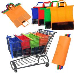 4 PCS Shopping Bags Thicken Cart Trolley Supermarket Portable Foldable Reusable EcoFriendly Grocery Shop Handbag Store Shopper11637066