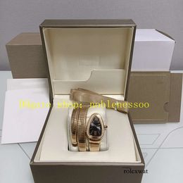 3 Color Ladies with Box Papers Watches Women Quartz Black Dial Diamond Bezel Tubogas Serpenti 101911 Casual Dress Rose Gold Everose Women's Bracelet Wat 944 6313 8408