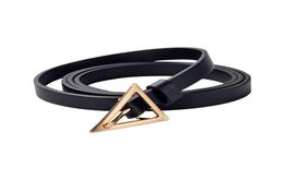 Belts Fashion Women Ladies Skinny Leather Belt Triangle Pin Buckle For Dress Jeans Khaki Black White4111232