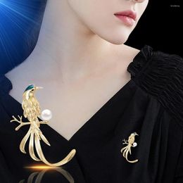 Brooches Women's Luxury Brooch Gold Colour Bird Pearl Inlaid Pins Charm High Quality Jewellery Accessories Birthday Gifts For Women
