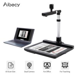 Scanners Aibecy X1000 Document Camera Scanner A3 Capture Size Dual Camera USB2.0 with LED Light OCR Function Convert to PDF Format