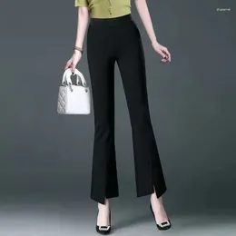Women's Pants Office Lady Korean Fashion Slim Slit Flare Spring Summer Women Thin Elastic High Waist Versatile Casual Suit Trousers