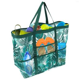 Storage Bags Mesh Beach For Women Large Tote With 4 Pockets And Zipper Foldable Sandproof Oversized