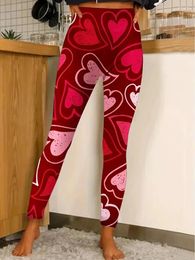 Women's Leggings Love Print Hip Lift Tight Elastic Waist Comfortable Stretch Casual For Women Dating Wear