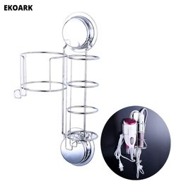 Wall Mount Stainless Steel Hair Dryer and Straightener Holder with Suction Cups or Screws8783151