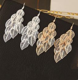 Bohemian gold metal long drop Multilayer hollow tassel earrings summer women accessories leaf earings fashion Jewellery 20204333320