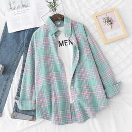 Damenblusen Hemden Marke Casual Womens Flanell Plaid Hemd 2023 Herbst neue Boutique Ladies Loose Bluse und Tops Fe Langschlafen Hemd Kleidung D240507