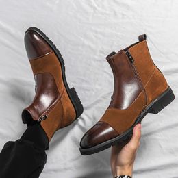 2024 New British Style Men's Leather Dress Men Ankle Boots Male Black Brown Size 38-46 Free Shipping