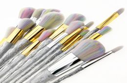 Mermaid Unicorn Screw Diamonds makeup brush set 5pcs 7pcs 10pcs face eye professional make up brush kit tools7542676