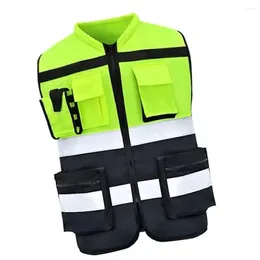 Motorcycle Apparel Green Black Safety Vest High Visibility Reflective Xl With Pocket Fit For Construction Workers Cyclists Runners