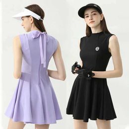Women's Tracksuits ist Women High Waist A-lined Dress Round Neck Slveless Dress Summer Anti-exposure Slim Shirt Skirt Wear for Lady Y240507