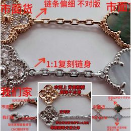 High standard bracelet gift first choice Golden Clover Flower Bracelet White Red Valentine's Day with common cleefly