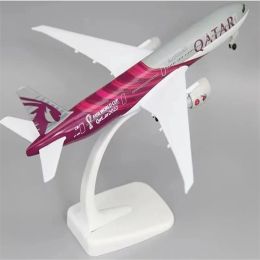 Miniatures Alloy Metal AIR QATAR Airways Boeing 777 B777 Airplane Model Diecast Air Plane Model Aircraft w Wheels Landing Gears 20cm