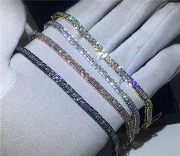 Vecalon 4 Colours Tennis Bracelet Princess cut Diamond White gold filled Party wedding Bracelets for women men Jewelry35899576851673