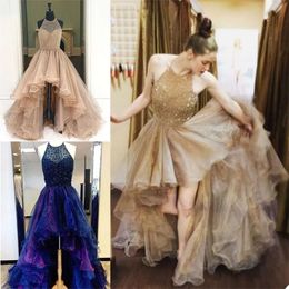 Lo Tulle Hi Ruffle Appliqed Ruched Gorgeous Evening Lace Bead Formal Party Prom Dresses Sexy Sleeveless Custom Made Bridesmaid Dress