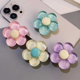 Cell Phone Mounts Holders Korean Cute 3D Transparent Flower Phone Grip Tok Griptok Japan Phone Holder For iPhone 15 14 13 Phone Pro Max Stand Holder