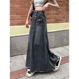 Skirts Jeans Skirt Women 2024 For Korean Women's Long Denim Big Size Dress Spring