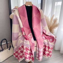 Scarves Luxury Winter Cute Cashmere Scarf Women 2024 Design Thick Pashmina Blanket Warm Shawl Wrap Neckerchief With Tassel Poncho Stoles