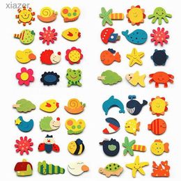 Fridge Magnets 12 cute baby freezing magnets wooden cartoon magnetic animal refrigerant magnets Colourful childrens baby toys WX