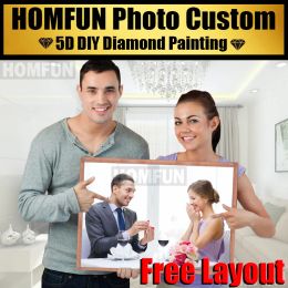 Craft HOMFUN DIY Photos Custom Diamond Painting Picture of Rhinestones diamond embroidery cloth needlework crossstitch 5D Home Decor