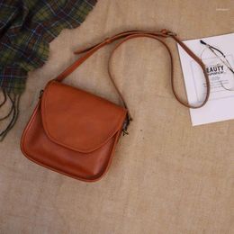 Drawstring 2024 Handmade Imported First Layer Cow Skin Plant Tanned Leather Crossbody Bag Literary Retro Saddle Purses And Handbags