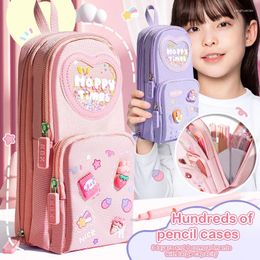 1pc Creative Cute Pencil Case For Women Girls Cartoon Animal Bag Portable High Capacity Canvas Stationery Bags