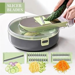 1pc Green/Yellow Multifunctional Drainage and Vegetable Cutting Tool for Household Kitchens Shredded Sliced and Diced 240422