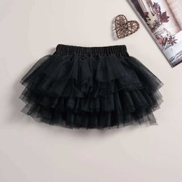 tutu Dress 2024 New Summer Toddler Girl Fashion Tutu Skirt Super Cool Rock Style Black Rainbow Tulle Skirt Tutu Skirt d240507