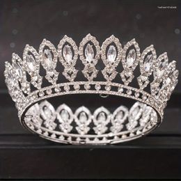 Hair Clips Luxury Crystal Round Crown Tiara Rhinestone Prom Diadem Tiaras And Crowns For Women Bridal Wedding Accessories Jewellery Gift