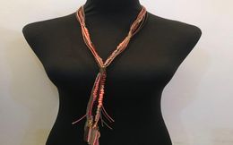 Kpop fashion rope tassel leather multilayer strands sautoir long necklace women accessories collier femmehalsketteHandmade rainb6690047