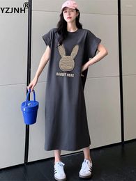 Party Dresses YZJNH 2024 Summer Long Dress Women's Korean Edition Loose Cotton T-shirt Flying Sleeves Large