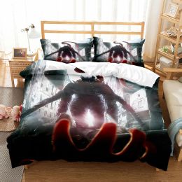 Set Chainsaw Man Anime Duvet Cover Set without sheet King Queen Double Full Twin Single Size Bed Linen Set Sheer Curtains