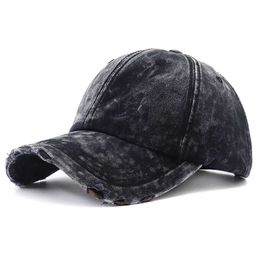 Ball Caps 2024 New Vintage Washed Denim Baseball Cap Women Black Solid Colour Distressed Jean Snapback Hats for Men Gorras Para Hombres d240507
