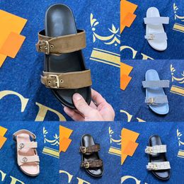 Designer Sandals Sildes Slipper Shoes Flat Heels Room Silders For Women Flat Sandale Magic Tape Summer Beach Sandal Strap Design Sunny Comfort Slippers Double Strap