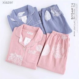 Women's Sleepwear Maple Leaf Womens Pyjama Set Soft Cotton Gauze Pyjama Set Womens Pyjamas 100% Cotton Pyjamas Winter Pyjamas WX